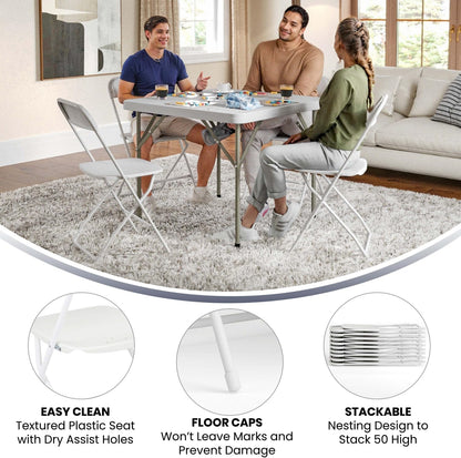 Flash Furniture Hercules Series Plastic Folding Chair - White - 650LB Weight Capacity Comfortable Event Chair - Lightweight Folding Chair