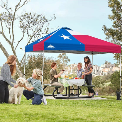 EAGLE PEAK Pop Up Canopy Tent with Wheeled Carry Bag, 8 Stakes, 4 Ropes, 4 Weight Bags, Easy Set Up Tent Canopy, 10x10 ft, 100sqft of Shade, Texas