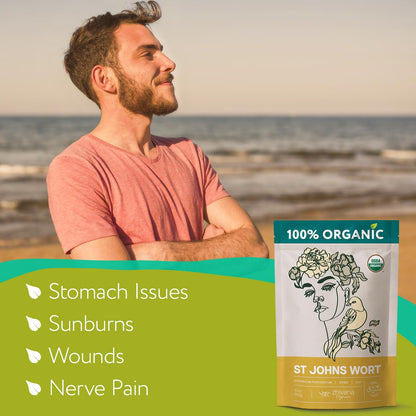 Super Value Pack 5 LB - Organic St Johns Wort Herb - Saint Johns Wart Plant - Yerba de San Juan Organica - Hypericum Perforatum