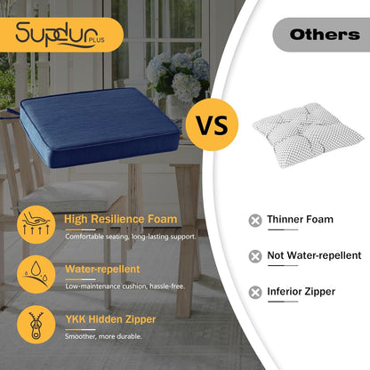 Outdoor Square Corner Seat Cushion, 18.5"x16"x3", Set of 4, Non Slip Seat Cushion Pads with Removable Cover for Patio Furniture, Garden Yard Lawn, Navy