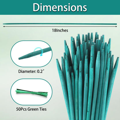 Bamboo Plant Stakes 50PCS, 18Inch Natural Bamboo Stakes Garden Stakes, HAINANSTRY Plant Sticks Support for Indoor and Outdoor Plants, Stakes for Gardening, Orchid Tomato Vegetable Stakes for Garden