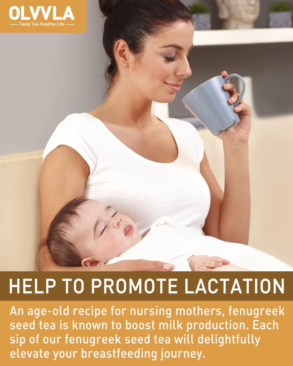 Olvvla - Premium Fenugreek Seed Tea Bags - 3g X 60 Count - 100% Pure Natural Fenugreek Methi Seeds - Non-GMO - Caffeine-free - Gluten-Free - Fenugreek Tea