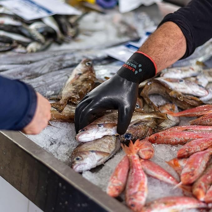 KAYGO Waterproof Work Gloves for Men and Women, Rubber Coated Non-slip Working Gloves for Garden, Outdoor Construction,KG150,Black,M