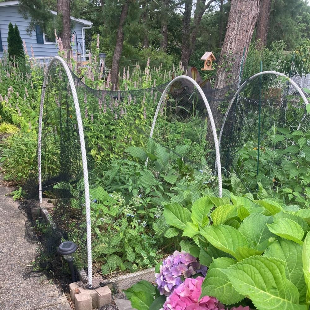 Junflying Bird Netting, 20x30 FT – 1/2" Mesh, Woven Black Netting for Garden Protection with Ties, Protects Vegetables, Fruit Trees, Blueberry Bushes & Strawberry Plants