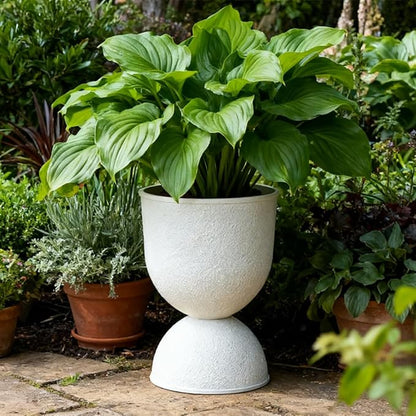 Lookat Modern Hourglass Planter, Indoor Decorative Plastic Plant Container, Textured Metal Look, Contemporary Home Garden Pot (GLOD, CUP001)