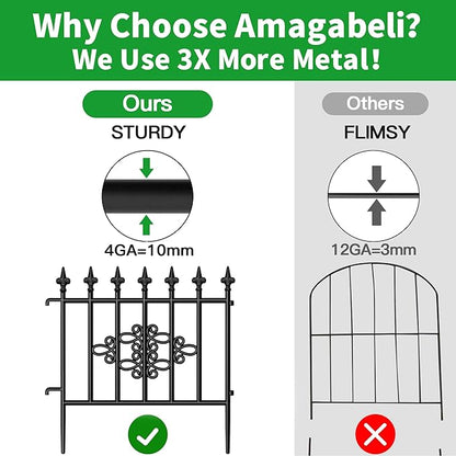 AMAGABELI GARDEN & HOME 5panels Decorative Garden Fences and Borders for Dogs 26in(H)×10ft(L) No Dig Metal Fence Panel Garden Edging Border Fence for Animal Barrier Fencing for Flower Bed Yard Patio