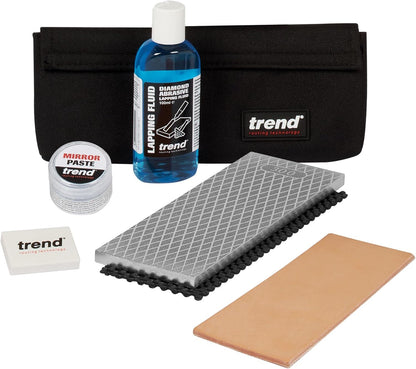 Trend Essential Diamond Sharpening Kit with 300/1000 Grit Bench Stone, Lapping Fluid, Leather Strop, Honing Paste, Cleaning Block & Sharpening Solutions Guide, DWS/KIT/H