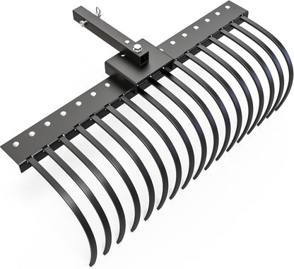 YITAMOTOR 4FT Tractors Rake 17 Pine Straw Rake Fits 2" Receiver for Lawn Tractors or ATV/UTV