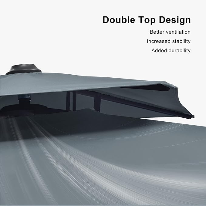 PURPLE LEAF 10 FT Cantilever Patio Umbrella Outdoor Umbrella with 220lbs Base Large Square Windproof Offset Umbrella for Pool Deck Garden, Mist Grey