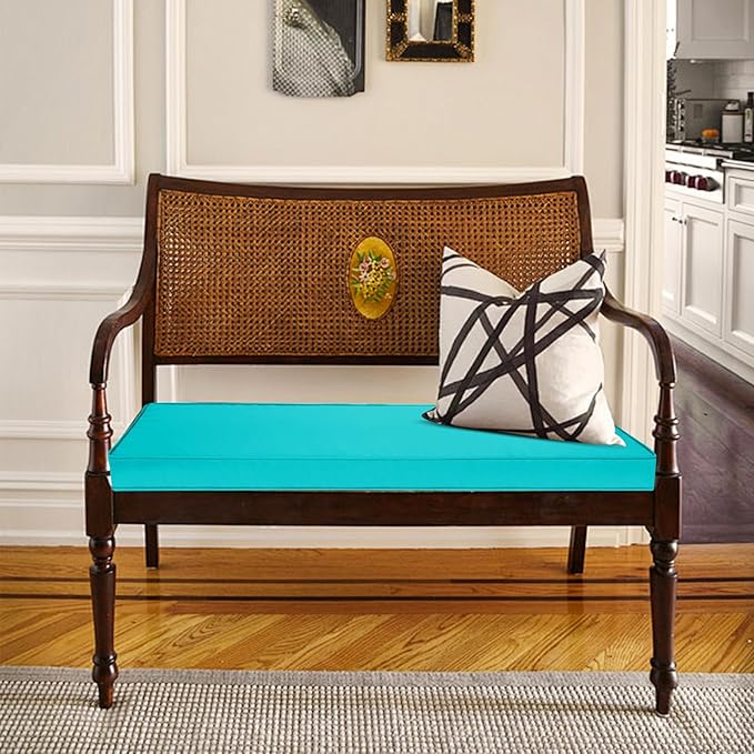 Outdoor Bench Cushions 48 x 16 x 3 Inch with Ties, Thick Waterproof Porch Swing Cushions for Patio Furniture Chair Pad, Seat Sofa Garden Replacement Cushion Sponge Filling