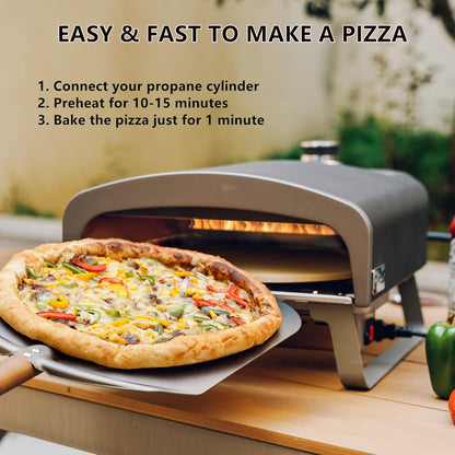 Q Pizza Gas Pizza Oven with Automatic Rotating Stone, Portable Propane Gas Grill Oven for Outdoor Cooking Kitchen Backyard Party Beach RV Tailgating Camping, PS102