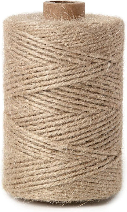 1mm 328 Feet Natural Jute Twine, for Crafts Gift, Craft Projects, Wrapping, Bundling, Packing, Holiday Packaging Twine, Gardening and More, Jute Rope to Use Around The House and Garden