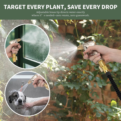 Metal Garden Hose Nozzle Spray - Heavy Duty 4 Spray Patterns 360° Rotating, Ergonomic Handle, Leak-Proof Fit for Watering, Cleaning, Car Wash(Upgrade nozzle)