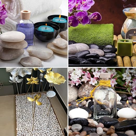 20lbs Large River Rocks for Landscaping, 3-4" Black Pebbles for Garden Design, Hand-Picked Smooth Stones for Fish Tank, Flower Pots, Indoor Water Fountains, Pathways, Backyard