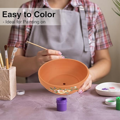 Terra Cotta Pots for Plants with Drainage Hole, 2 Pack Large Round Clay Flower Pots, 8.66" Clay Ceramic Pottery Planter Cactus Flower Pots