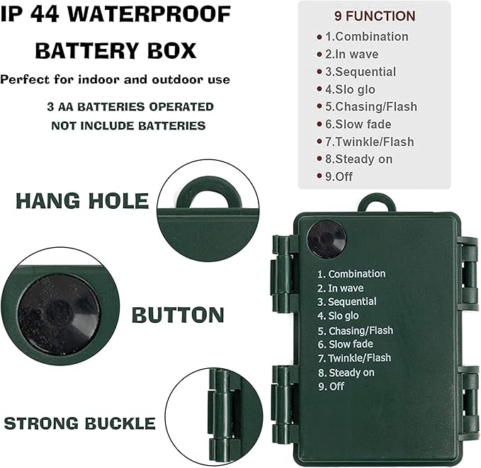 Dazzle Bright Christmas Mini String Lights, 4 Pack Total 64FT 200LED Batter Operated Waterproof Fairy Lights with 8 Modes for Xmas Indoor Outdoor Yard Garden Holiday Decorations (Multi-Colored)