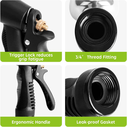 Garden Hose Nozzle Sprayer, Heavy Duty Metal Water Nozzle with 9 Adjustable Spray Patterns for Watering Lawn and Garden,car Washing, Pets.