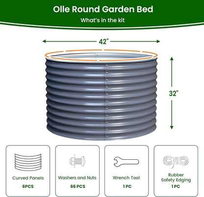 Olle 32" Tall, Metal Raised Garden Bed,Garden Beds Outdoor for Vegetables, Backyard Garden Kit, Raised Planter Box, Midnight Grey