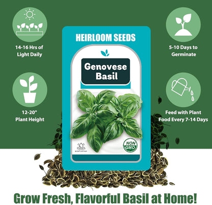 Basil Seed Pods for All Hydroponics Growing Systems, 12 Pods Herb Kit with 200+ Seeds of Genovese Basil, Grow Your Own Herb Garden at Home