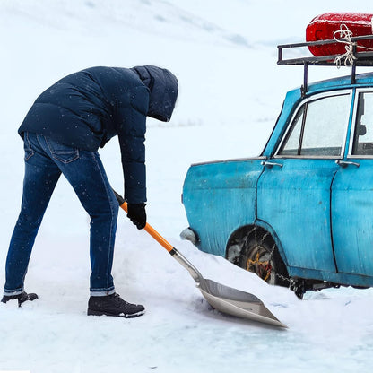Aluminum Snow Shovel with D Handle Metal Snow Shovel for Driveway 45Inches 3.7 Pounds Transfer Shovel Shovel for Gardening, Orange