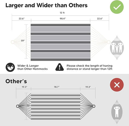 SUNCREAT Hammocks for Outside, Portable Heavy Duty Tree Hammock, Dark Gray & Light Gray