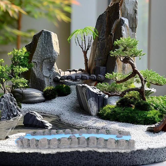 jojofuny 2pcs Miniature River: Diorama Resin Stream for Fairy Garden Accessories - Fairy Garden Pond for Dollhouse Landscape Scenery Layout Home Decoration