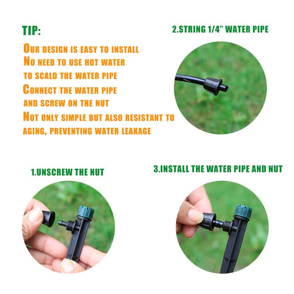 Anti-Drop Drip Irrigation Emitters for 1/4" Drip Tubing,5.5" Stake with Adjustable Automatic Irrigation Drippers for (4-7mm) Garden Watering System. (50pcs-360 Degree Drip)