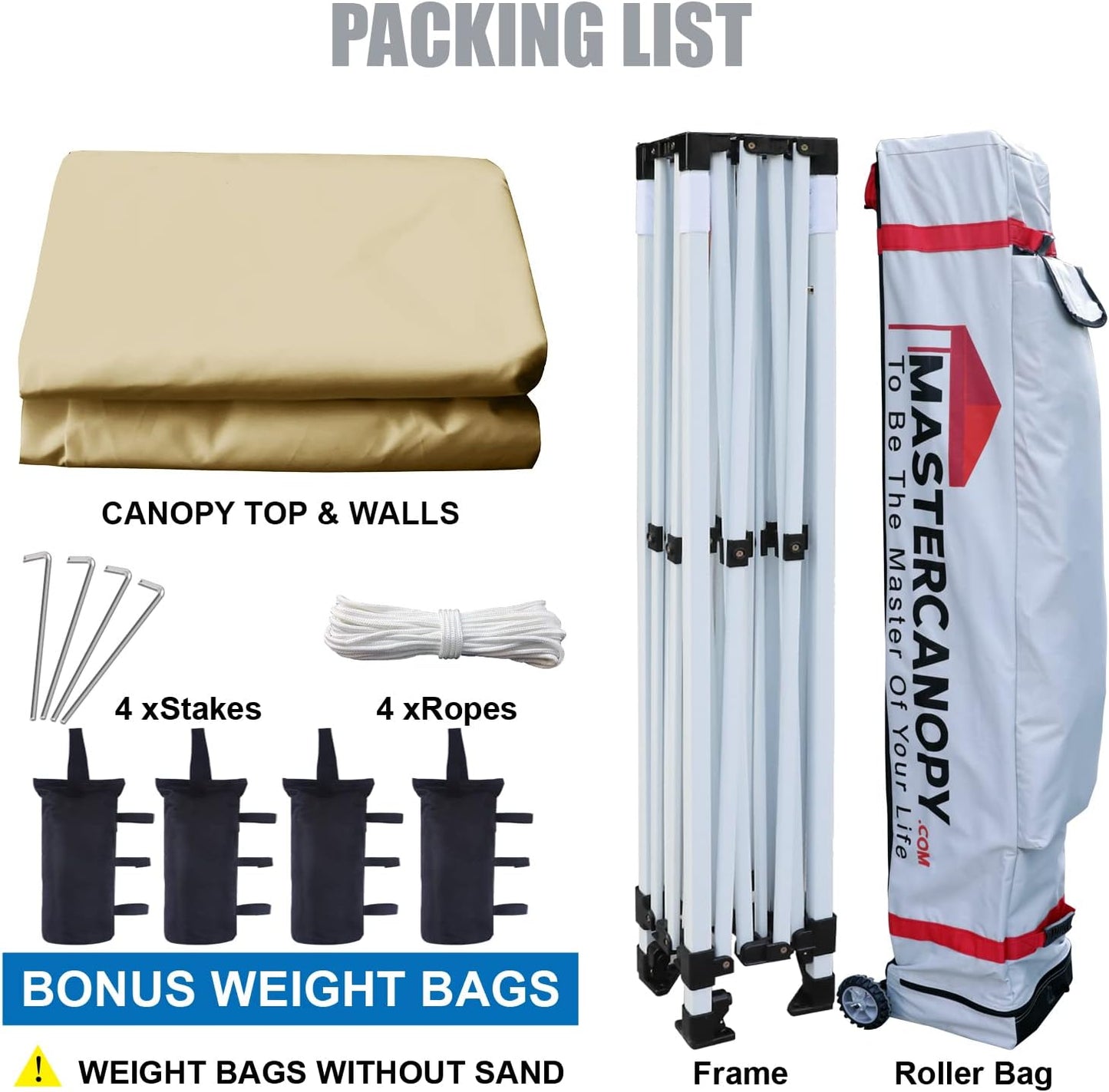 MASTERCANOPY Heavy Duty Pop-up Canopy Tent with Sidewalls (10x15,Beige)