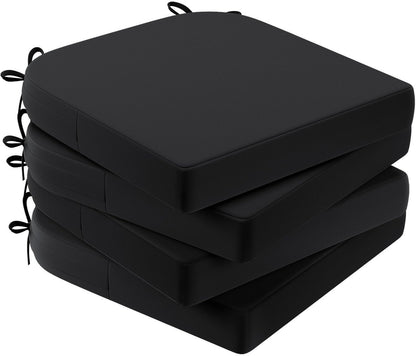 AAAAAcessories Outdoor Seat Cushions for Chairs, Waterproof, Fade-Resistant Patio Furniture Replacement Cushions, 17" x 16" x 2", Set of 4, Black