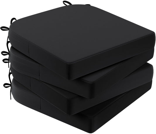 AAAAAcessories Outdoor Seat Cushions for Chairs, Waterproof, Fade-Resistant Patio Furniture Replacement Cushions, 17" x 16" x 2", Set of 4, Black