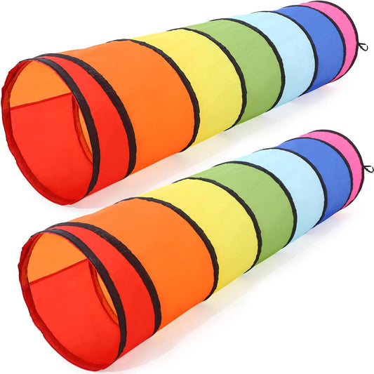 2 Pcs Play Tunnel for Kids Toddlers 6ft Multicolored Crawl Tunnel Play Tent for Baby or Pet Collapsible Gift for Boy and Girl Indoor and Outdoor Game(Classic)