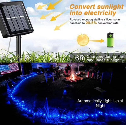 YEGUO Blue Solar Fairy Lights Outdoor Waterproof, 4 Pack Each 100 LED 33ft String Lights, 8 Modes Twinkle Lights