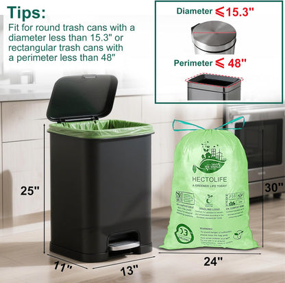 13 Gallon,200 Count, Compostable Trash Bags with Drawstring,Tear Resistant Kitchen Food Scrap Waste Bag, ASTM D6400, US BPI and Europe OK Compost Home Certified