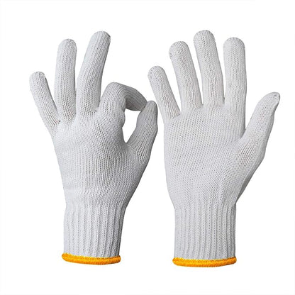 Evridwear Cotton Polyester String Knit Shell Safety Protection Work Gloves for Painter Mechanic Industrial Warehouse Gardening Construction Men & Women 12 Pairs, no Dots, Small Size