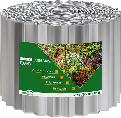 SnugNiture Corrugated Metal Garden Edging,6" x 20' Sturdy Lawn Edging Border,Landscape Edging Border for Lawn, Flower Bed,Garden and Yard