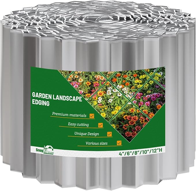 SnugNiture Corrugated Metal Garden Edging,4" x 10' Sturdy Lawn Edging Border,Landscape Edging Border for Lawn, Flower Bed,Garden and Yard