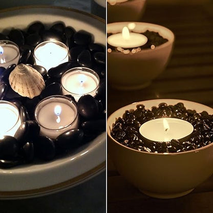 2lb Black Rocks for Planters- 1/4" - 3/4" Polished Black Stones Smooth Flat Pebbles for Fish Tanks Decorative River Rocks for Vases Bonsai Pots Garden Stones for Landscaping and Yards