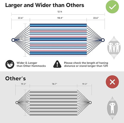 SUNCREAT Hammocks for Outside, Portable Heavy Duty Tree Hammock, Ocean Stripes