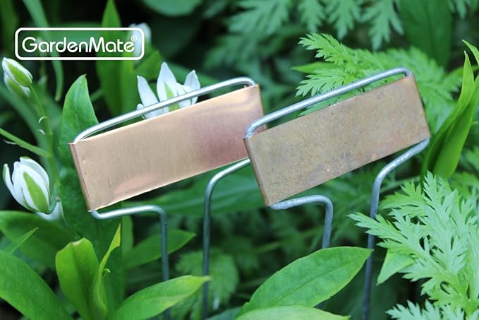 GardenMate 25-Pack Weatherproof Banner Copper Metal Plant Labels, Height 10.5", Label Area 2.5'' x 7/8''
