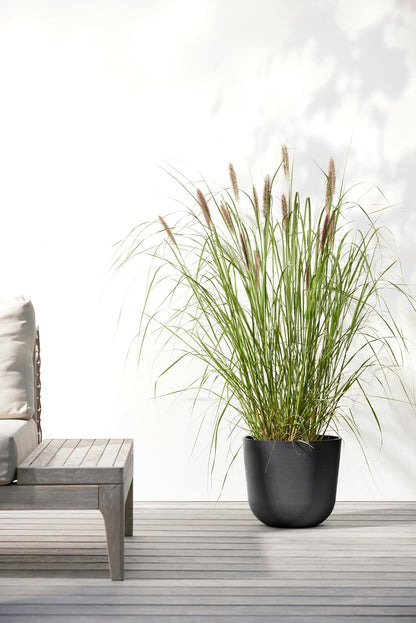 Ecopots Oslo Durable Modern Round Indoor/Outdoor Recycled-Based Composite Flower Pot Planter, Dark Grey, 10"