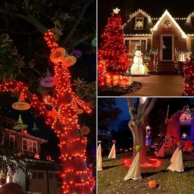 Connectable 240LED 88Ft 13Modes Christmas String Lights Indoor Outdoor | Extendable Green Wire Red Christmas Tree Lights with Timer | Twinkle Fairy Light Plug in for Xmas Tree Garden Decor(Red)