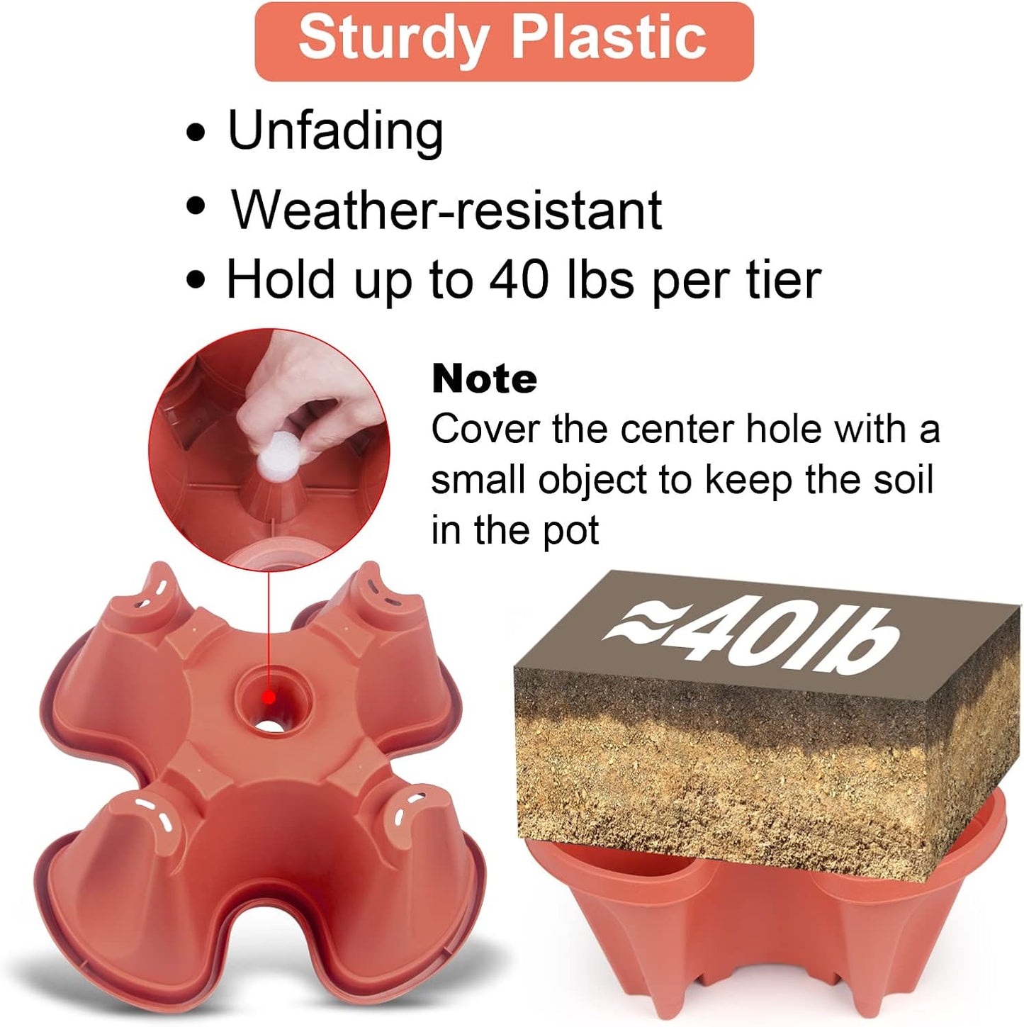 Vertical Planter 6 Tier Stackable Planters Garden Planters Strawberry Herb Flower and Vegetable Planter Indoor Outdoor Gardening Pots with Removable Wheels and Tools