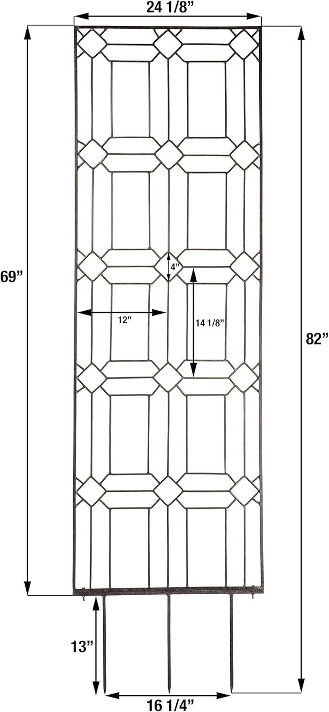 H Potter Garden Trellis for Climbing Plants Metal Outdoor Wall Decor or Flowers Roses Vine Ivy Clematis Large