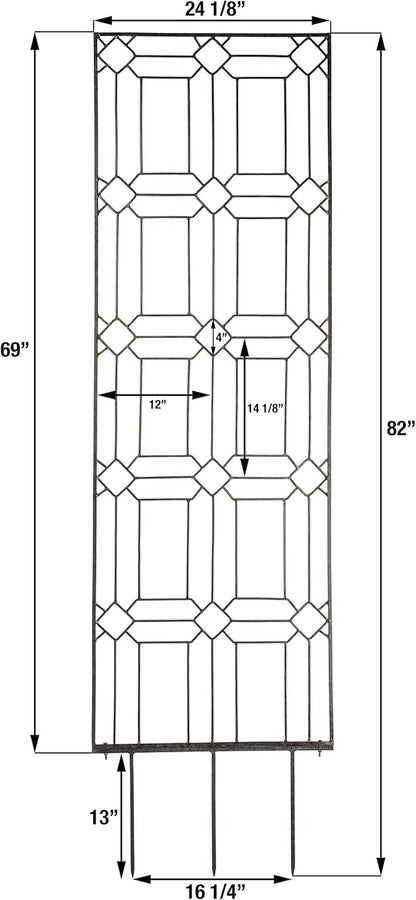 H Potter Outdoor Metal Wall Decor or Trellis for Climbing Plants Art Garden Panel Roses Vines Privacy Includes Brackets for Hanging GAR258W1