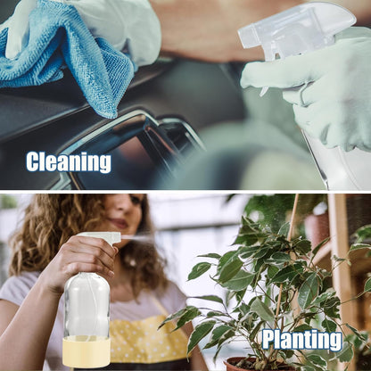 JohnBee Glass Spray Bottles with Silicone Sleeve, 2 Pack16 oz Empty Refillable Containers with Adjustable Spray Nozzles, Spray Bottles for Hair, Cleaning Solutions and Plants Pale Yellow&Grey