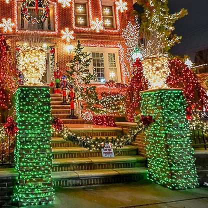 EEW 2 Pack 200 LED Solar Christmas Lights Outdoor Waterproof, Solar String Lights for Outside, Green Wire Solar Tree Light with 8 Lighting Modes for Xmas Wedding Party Garden Yard Decorations (Green)