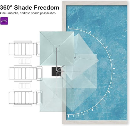 PURPLE LEAF 8 FT Outdoor Umbrella with Base Patio Cantilever Aluminum Umbrella with 3 Years Fade Resistance Recycled Fabric Offset Square with 360-degree Rotation for Deck Pool Garden, Mint Green