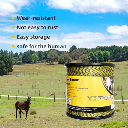 Upgraded Electric Fence Polywire 3366 Feet 1026 Meters, 6 Stainless Steel Strands for Reliable Conductivity and Rust Resistance, Portable Electric Fencing,UV, Rust Resistant