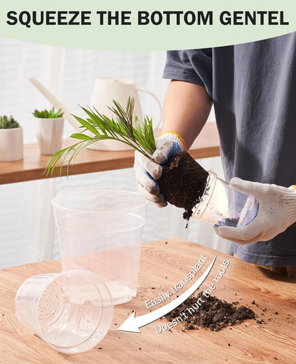 homenote Clear Nursery Pots for Plants,4 Inch Plant Pot for Planting Plastic Seedling with Drainage Holes Seed Starter Flower High Transparency with 20 Labels (30 Pack)