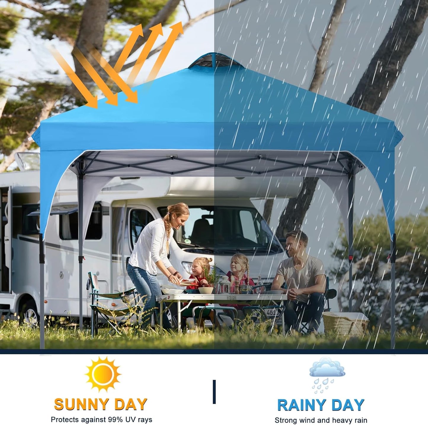 COOSHADE Pop Up Canopy Tent, 10x10 Easy Setup Instant Sun Protection Beach Shelter,Portable Sports, Sky Blue